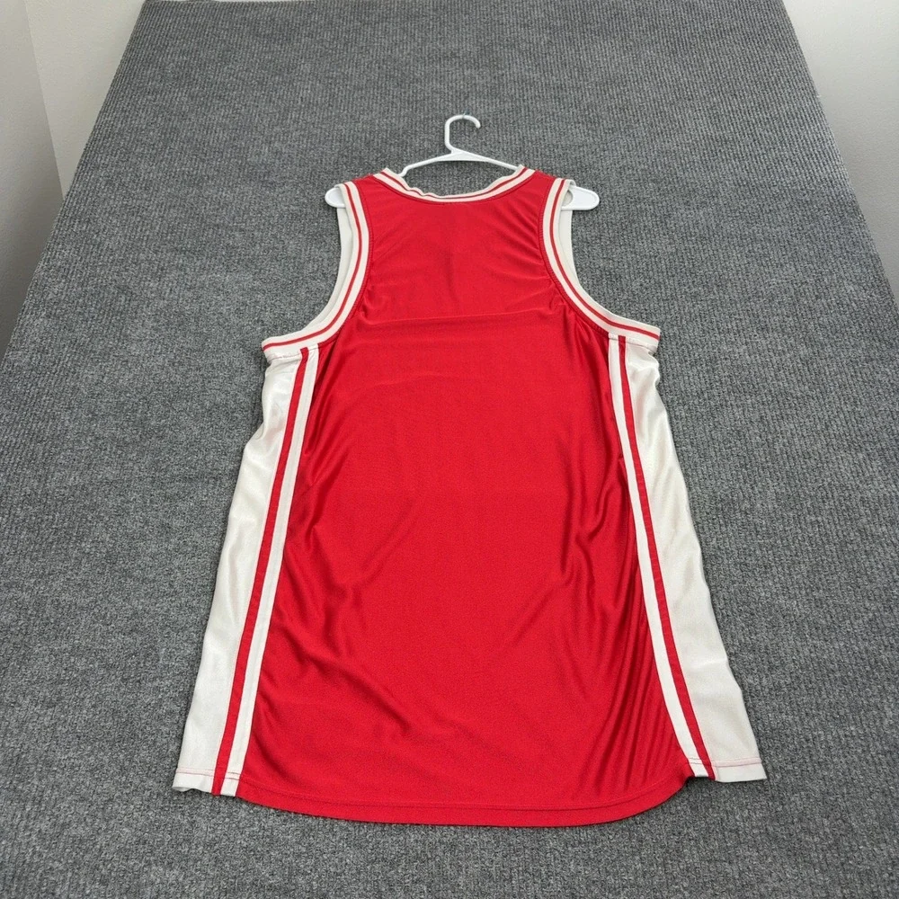 Nike Jersey Mens XL Red Nylon Polyester Striped‎ V Neck Athletic Sportswear